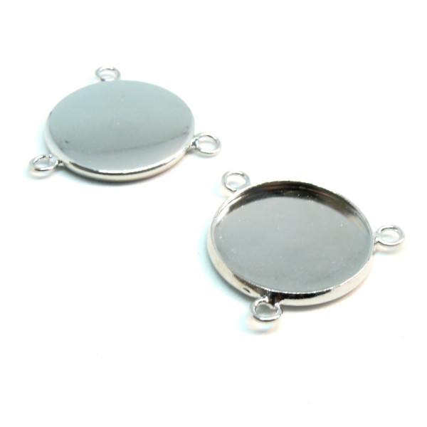 Supports de Pendentif Connecteur TRIPLE 10mm – Laiton Argent Platine