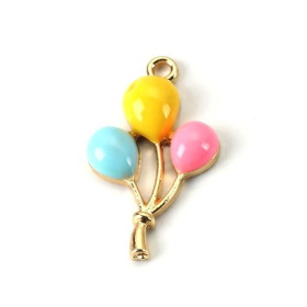 PS110118181 PAX 5 pendentifs breloque Ballons style Emaille résine sur metal Dore