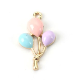 PS110118180 PAX 5 pendentifs breloque Ballons style Emaille résine sur metal Dore