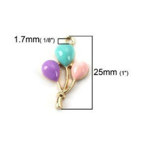 PS110118179 PAX 5 pendentifs breloque Ballons style Emaille résine sur metal Dore
