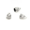 Coupelles, caps, embouts, Dome à Stries Trou 5mm, métal couleur Argent Antique