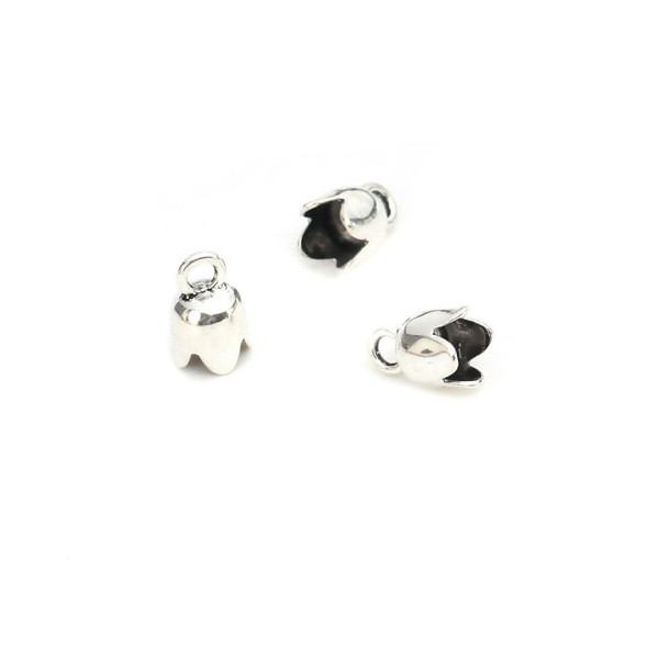 Coupelles, caps, embouts Tulipe Trou 4mm, métal couleur Argent Antique