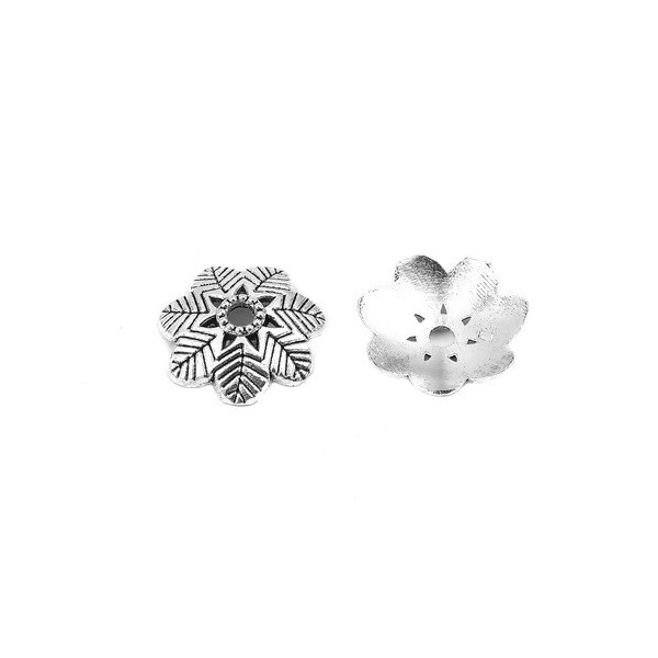 Coupelles caps Fleurs métal couleur Argent Antique