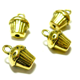 10 pendentifs cup cake gateau muffins Viel argent Vieil OR H113361