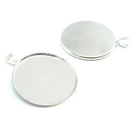 Supports Pendentifs 25mm Plateau Attache Triangle – Laiton Argent Platine