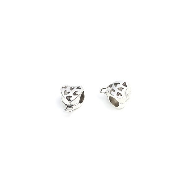 Bélières Cœurs Trou 4mm Métal Argent Antique