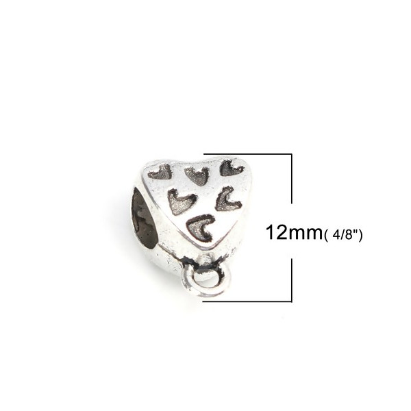 Bélières Cœurs Trou 4mm Métal Argent Antique