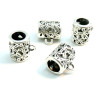 Bélières Tube et Fleurs Trou 6mm – Métal Argent Antique