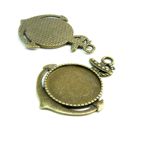 Supports de Pendentif Arty Ancre Marine pour Cabochon 25mm – Métal Bronze