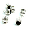 Coupelles, caps, embouts, Dome à Stries Trou 5mm, métal couleur Argent Antique