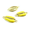 PS110208266 PAX 4 pendentifs breloque Coquillage Cauri Jaune style Emaille résine sur metal Dore