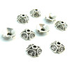 PS110200871 PAX de 25 coupelles caps Fleurs métal couleur Argent Antique