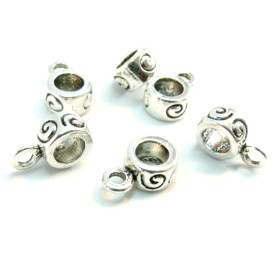 Bélières Rondelles Spirale 4mm – Métal Argent Antique