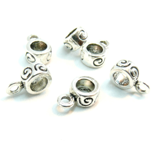Bélières Rondelles Spirale 4mm – Métal Argent Antique