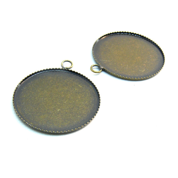 BN1124054 PAX 10 Supports de pendentif  PLATEAU attache ronde 12mm laiton couleur  BRONZE