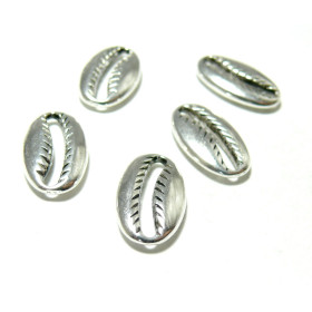 PS110125799 PAX 25 passants Slides Coquillage Grain de café métal couleur Argent Platine