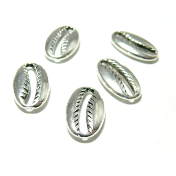 PS110125799 PAX 25 passants Slides Coquillage Grain de café métal couleur Argent Platine