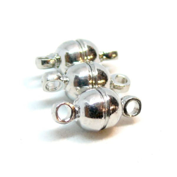 Fermoirs Magnétiques Cylindres 11.4x5mm – Laiton & Hématite Magnétique Argent Platine
