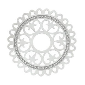Estampes Pendentifs Connecteur Fleur Mandala 32 mm – Acier Inox 304 – Argent Platine