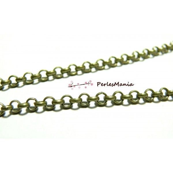 10m chaine bronze PCHS068 maille 3 par 1mm pour création de colliers 