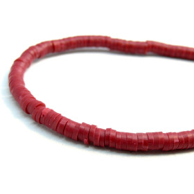 H0674 Lot 1 fil d'environ 380 Perles rondelles Heishi en pâte polymère 4 par 1mm couleur 41