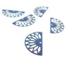 Estampes pendentif filigrane demi cercle  Eventail  Bleu Petrole 10 par 19mm