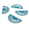 Estampes pendentif filigrane demi cercle  Eventail  Bleu Canard 10 par 19mm