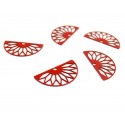 AE1110547 Lot de 6 Estampes pendentif filigrane demi cercle Eventail Rouge 10 par 19mm