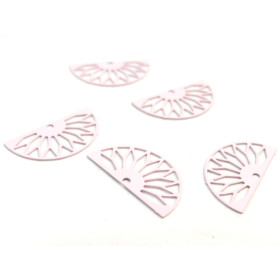 AE1110547 Lot de 6 Estampes pendentif filigrane demi cercle  Eventail  Rose 10 par 19mm