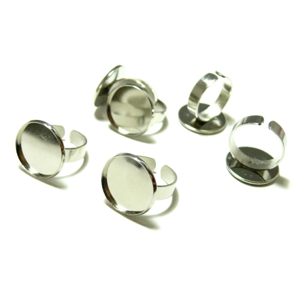 BN1127977 PAX 5 supports de bague Qualité Supérieure Laiton couleur Argent Platine 20mm 