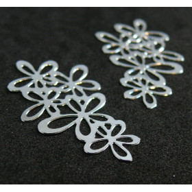 AE112343 Lot de 4 Estampes pendentif filigrane Grappe de Fleurs Jaune 35 par 16mm