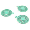 Estampes pendentif filigrane Mandala 15 par 17mm Vert d'eau