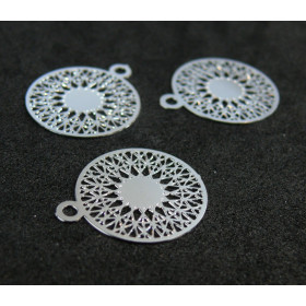 Estampes pendentif filigrane Mandala 15 par 17mm Argent Vif