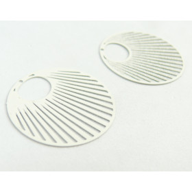 AE115240 Lot de 4 Estampes pendentif filigrane Cercle 30mm Crème