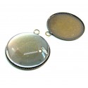 BN118589 20 pieces: PAX 10 Supports de pendentif PLATEAU attache ronde 20mm Bronze 10 cabochons
