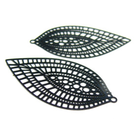 Estampes pendentif filigrane Marquise 24 par 45mm Noir