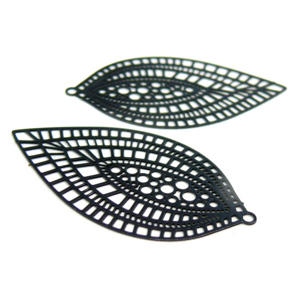 Estampes pendentif filigrane Marquise 24 par 45mm Noir