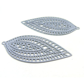 AE115742 Lot de 4 Estampes pendentif filigrane Marquise 24 par 45mm Bleu Canard