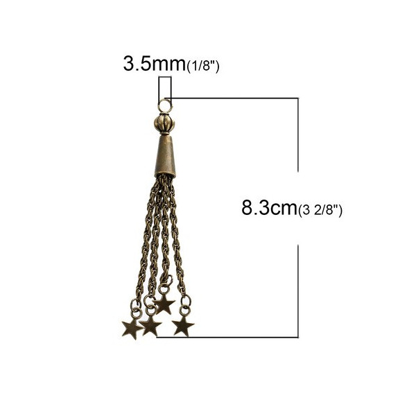 Pompons Breloque Passementière et Étoile Métal Bronze