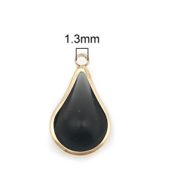 PS110132588 PAX 4 pendentifs Goutte de Verre Gris 18mm métal Doré