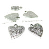 Lot de 20 breloques coeur fleur métal couleur Argent Antique 2B5375