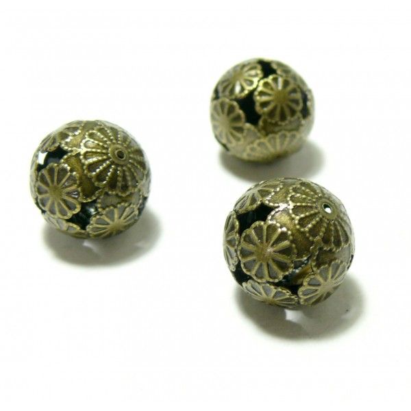 H25847 PAX 50 perles intercalaires rondelles Type Pelote Torsade 6mm metal couleur Bronze