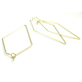 171005153250BIS PAX 10 Boucles d'oreilles qualité Laiton Creoles Losange Argent Vif