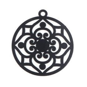 Estampes Pendentif Filigrane Arabesque 35mm Noir