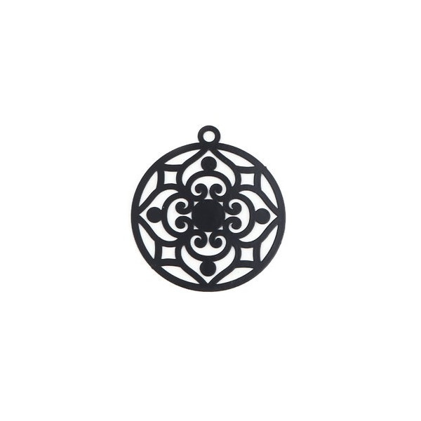 Estampes Pendentif Filigrane Arabesque 35mm Noir