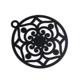 PS110206699 PAX de 4 Estampes pendentif filigrane Arabesque 35mm Noir