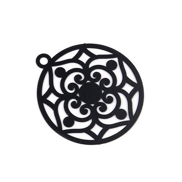 Estampes Pendentif Filigrane Arabesque 35mm Noir
