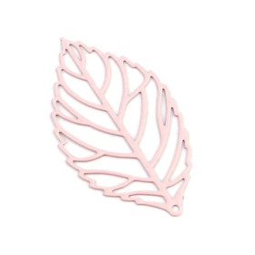 PS110206826 PAX de 10 Estampes pendentif filigrane Feuille ajourée 34mm Rose Clair