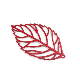 PS110206823 PAX de 10 Estampes pendentif filigrane Feuille ajourée 34mm Rouge
