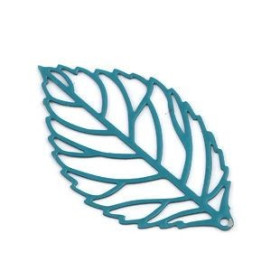 PS110206827 PAX de 10 Estampes pendentif filigrane Feuille ajourée 34mm Vert Canard